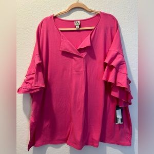 Women's pink blouse size 3X Worthington brand with medium sleeves.